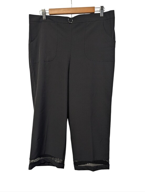 Alfred Dunner Pants - Alfred Dunner Womens Sz 12 Black Capri Crop Pants Mesh Hem Stretch Pull On NWT